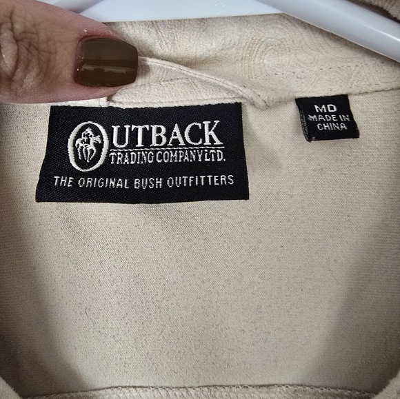 Outback Trading Company Light Peach Tooled Paisley Pearl Snap 3/4 Sleeve Top M - Picture 4 of 5